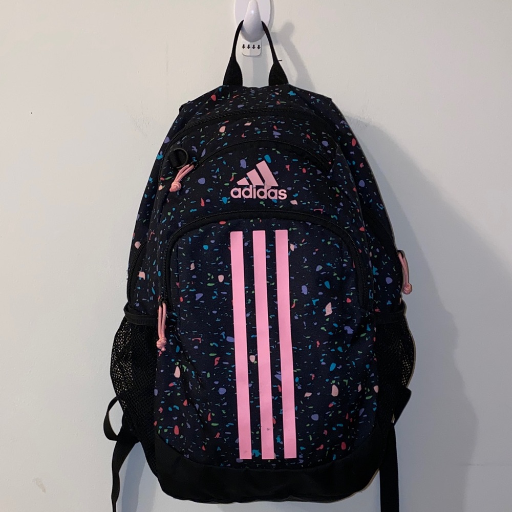 Adidas Backpack Fits Laptop Black Pink Multicolor EUC
